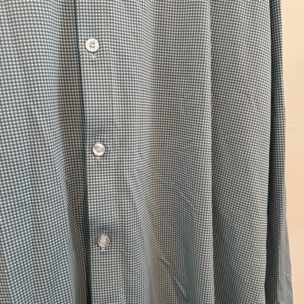 Mizzen + Main Mens Button Down Green Plaid Long Sleeve Size 2XL Performance - Picture 5 of 5